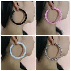 Brinco Argola Glitter strass Paetê