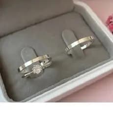 Par de Alianças Compromisso Noivado Casamento de Prata 2mm Reta + Solitário