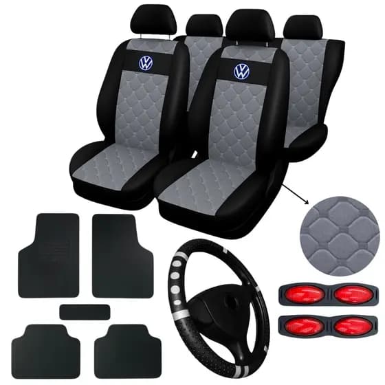 kit capa de banco de carro courino tapete capa de volante de carro fox gol g1-g2-g3-g4-g5 voyage