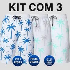 KIT 3 !! Bermudas Masculinas Mauricinho Shorts Seca Rápido Surf Estampada Praia Tactel Adulto Short