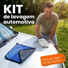 Kit Lavagem Automotiva - Pano de Microfibra de Alta Absorção (30x40cm) + Luva de Pelúcia Anatômica