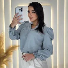 Blusa listrada M2, blusa manga longa listrada, blusa social,blusa romántica, blusa modelo novo