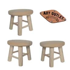 Kit com 3  Mini Banquinhos Madeira 12 cm  Reforçado para Decoração Casa e Festa