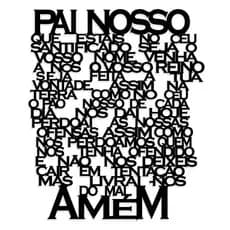 Quadro Decorativo Oração Pai Nosso Em Relevo Quarto MDF Preto Decoração de Parede Religioso Apliques
