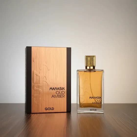 Perfume Manasik Oud Amber Gold 100ml - Intenso e Sofisticado, Unissex, Alta Durabilidade