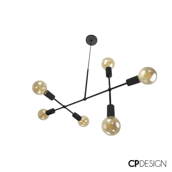 Luminária Sputnik Preto Gun - Sala De Estar Jantar Quarto
