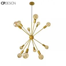 Lustre Pendente Sputnik 12 DOURADO  C/ fio ajustável  + Deslocador Dourado