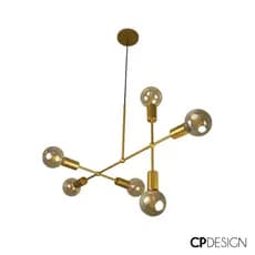 Lustre Pendente Sputnik Gun Dourado Metal C/ Deslocador