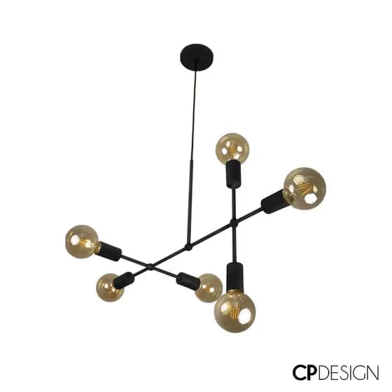 Pendente Preto Para Sala De Jantar Sputnik Gun Fio 1,5 Metros