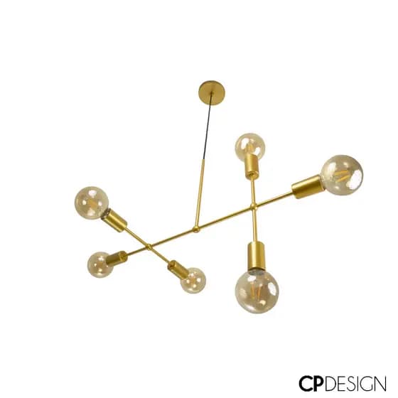 Lustre Pendente Sputnik Gun Dourado Metal C/ Fio Ajustável