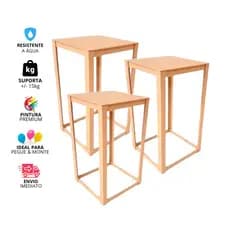Trio de Mesa Vazado MDF para Decoração de Festa e Cenários