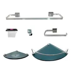 Kit Para Banheiro Escócia Alumínio Vidro Modelado Fumê