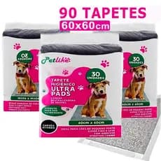 Tapete Higiênico Cães Cachorro Ultra Pads 60x60cm c/ 90 unidades Carvão Petlike