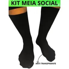 Kit 3/6/12 Pares De Meias Social  Tamanho 38 a 43 Poliamida Masculina Pretas