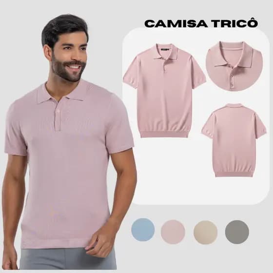 Camisa Masculina Polo Trico Estilo Italiana Old Money