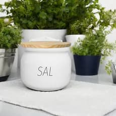 Saleiro Tampa De Madeira 1Kg Branco