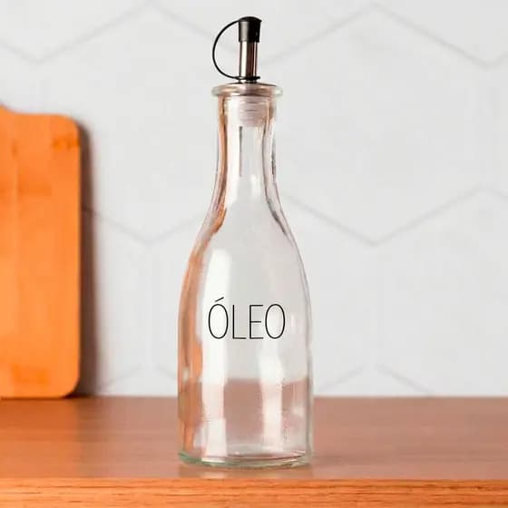 Garrafa Galheteiro de vidro com Dosador 300ml Decorado Óleo