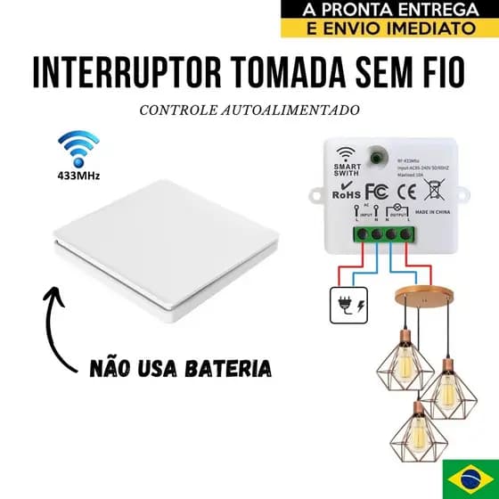 Tomada Sem Fio Não Usa Bateria Fácil Instalação 1 Controle