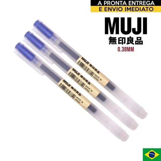 Caneta Muji 0.38mm Azul 3 Unidades Original Japão