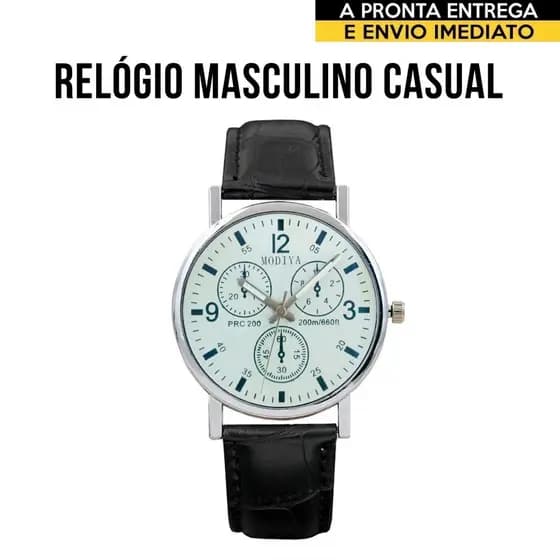 Relógio Masculino Casual Luxo Presente Pulseira em Couro Sintético