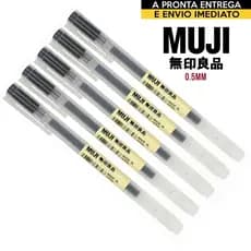 Caneta Muji 0.5mm Preta 5 Unidades Original Japão