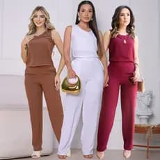 Conjunto Calça Mais Blusa Feminino Forrado Com Bolsos sh