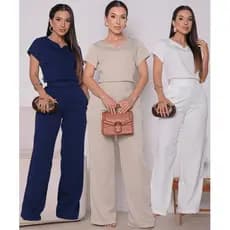 Conjunto feminino Alfaiataria Calça mais Blusa Manga Premium