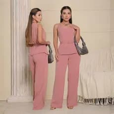 Conjunto Calça e Blusa Alfaiataria Premium Acompanhado Com um Cinto