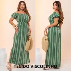 Vestido Longo Feminino Viscolinho Vestidos Longos Manga Curta Babado Festa Ciganinha Moda Evangélica