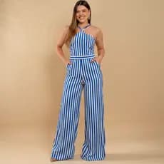 Macacão Feminino Pantalona Alcinha Elegante Macacão Crepe Macacão Longo Feminino