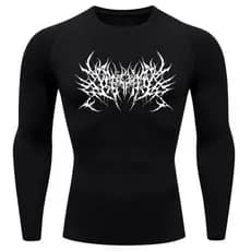 Camiseta Compressão Manga Longa Proteção Uv Segunda Pele Cyber Tribal Metal Dark Darknes Rash Guard