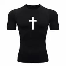 Camiseta Compressão Proteção Uv 50+ Tecido Gelado Segunda Pele Manga Curta Cruz Rash Guard
