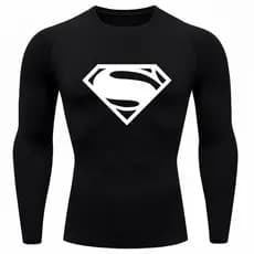 Camiseta Compressão Proteção Uv 50+ Segunda Pele Manga Longa Super Man Super Homem Rash Guard