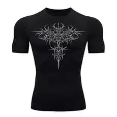 Camiseta Compressão Uv 50+ Manga Curta Cyber Tribal Savage Emblem Rash Guard
