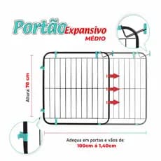 Portão Expansivo Médio 100cm a 140cm PetÚtil Proteção Pet Cachorro ou Criança Kids