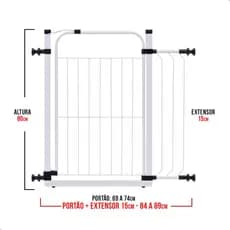 Portão PET Proteção 84 à 89cm - NÃO PRECISA FURAR PAREDE