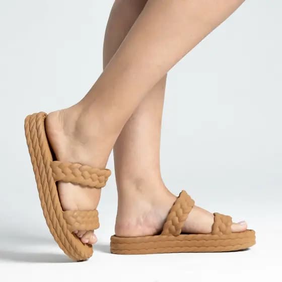 Sandalia Feminina Casual Plataforma Birken Duas Tiras