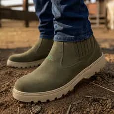 Botina Masculina Bota Agro Couro Legítimo Costurada Trabalho Rodeio