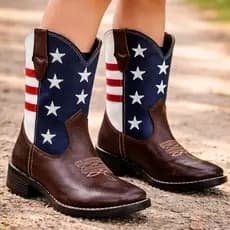 Bota Botina Infantil Texana Criança Couro Menino Menina