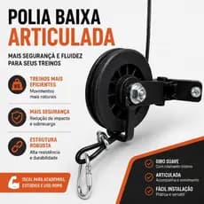 Polia Baixa Articulada Para Mono Cross Over de Parede Roldana Reforçada Suporta 100kg