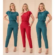 Conjunto Social Feminino Calça e Blusa com Manga Scrub Slim e Plus Size
