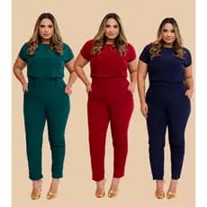 Conjunto Social Slim e Plus Size, Calça Skinny e Blusa com Manga Elegante Scrub, Uniforme