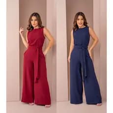 Conjunto Pantalona Calça Pantalona e Blusa Regata com Amarração Frontal