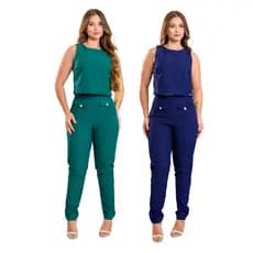 Latyfa, Conjunto Social, Feminino Elegante, Trabalho,Calça Skinny Cintura Alta e Blusa Regata