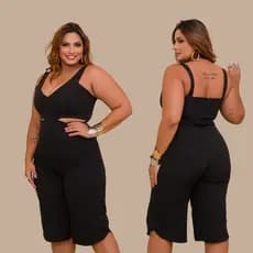Macacão Panta Curta Bianca, Com fenda na Cintura Feminino