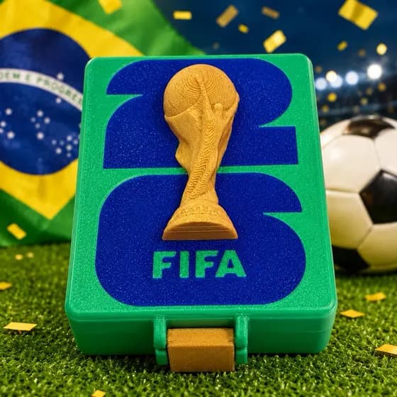 Caixa Porta Figurinhas Copa do Mundo 3D | Organizador de Cards Futebol | Protege e Organiza