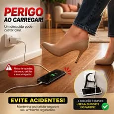 Suporte de Parede para Celular e Carregador | Organizador de Tomada | suporte de celilar pratico tomada