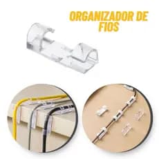 Organizador de cabos e fios 8mm adesivo parede sem furos kit com 20,40 e 60 peças
