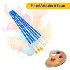 Kit 6 Pincéis Artesanato Pintura Ponta Fina Redonda E Chato Gurumania