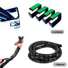 Kit com 4 organizadores de fios e cabos para mesa mais espiral 1 metro